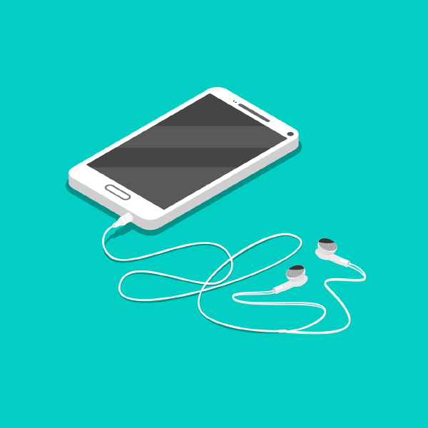 Vector image of Iphone and earphones